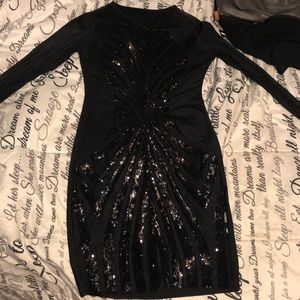 Black sequin party dress